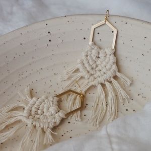 Hand knotted macrame and brass everyday earrings